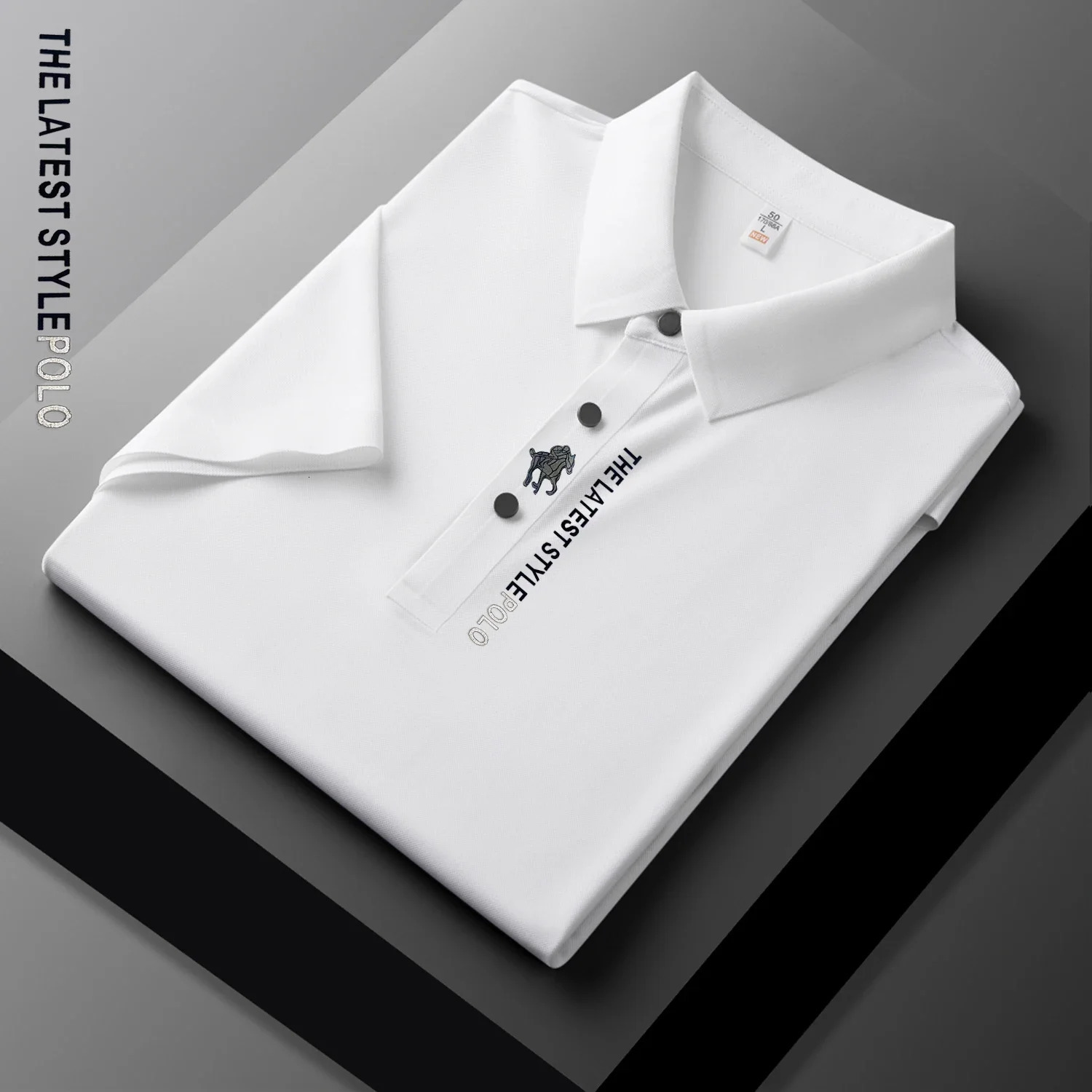 Ice Silk Polo Shirt Short Sleeved Letter Printing Tshirt 2024 Summer Mens Clothing Highgrade Shirts 250311