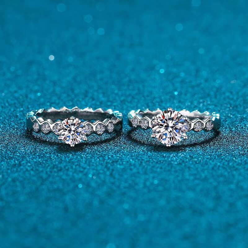 S925 Silver Moissanite Ring Honeycomb Simple Moissanite Design