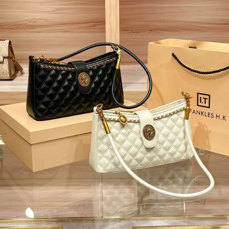 Light Brand Women's Handbag 2024 New Designer High-Quality Shoulder Bag With Contrasting Color Retro Crossbody Underarm