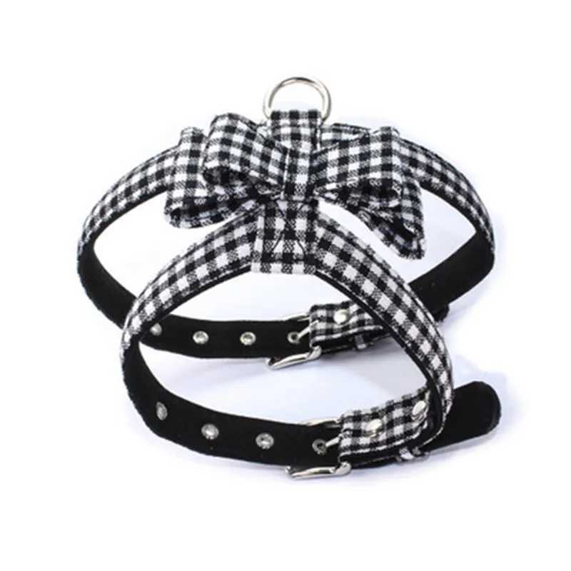 Cute bow dog harness with belt Christmas pet dog collar soft pet collar suitable for small pet supplies X250326
