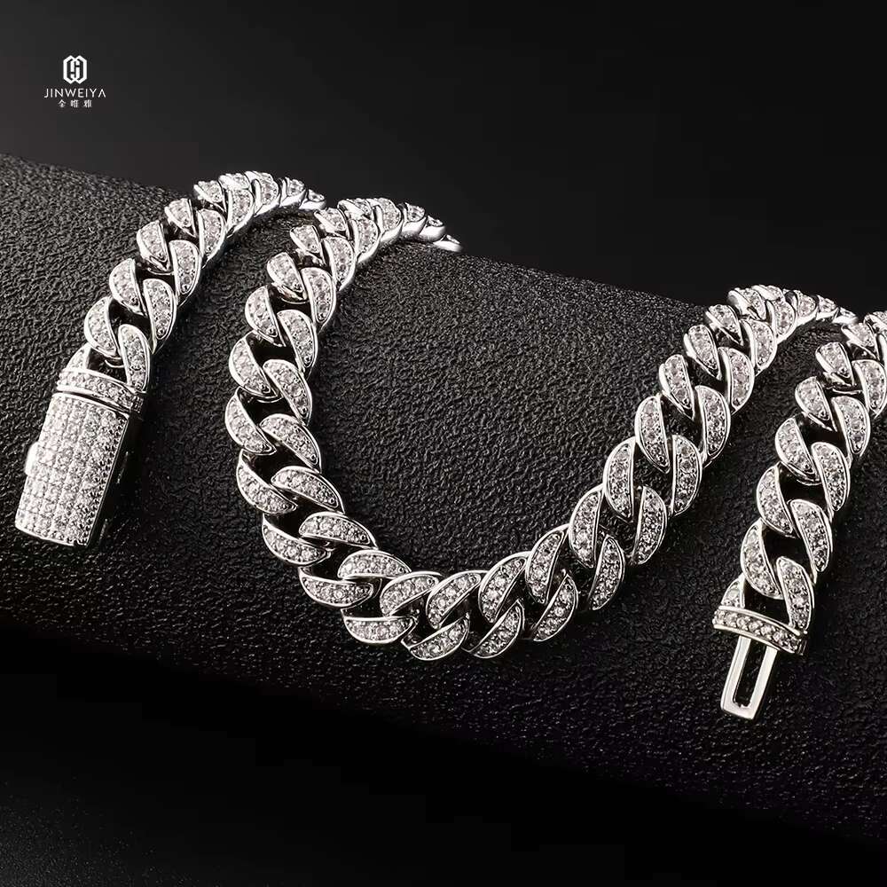 Mens S925 Sterling Silver Cuban Necklace - Gold/Silver Plated with Moissanite Diamond-Tested Quality Customizable Chain