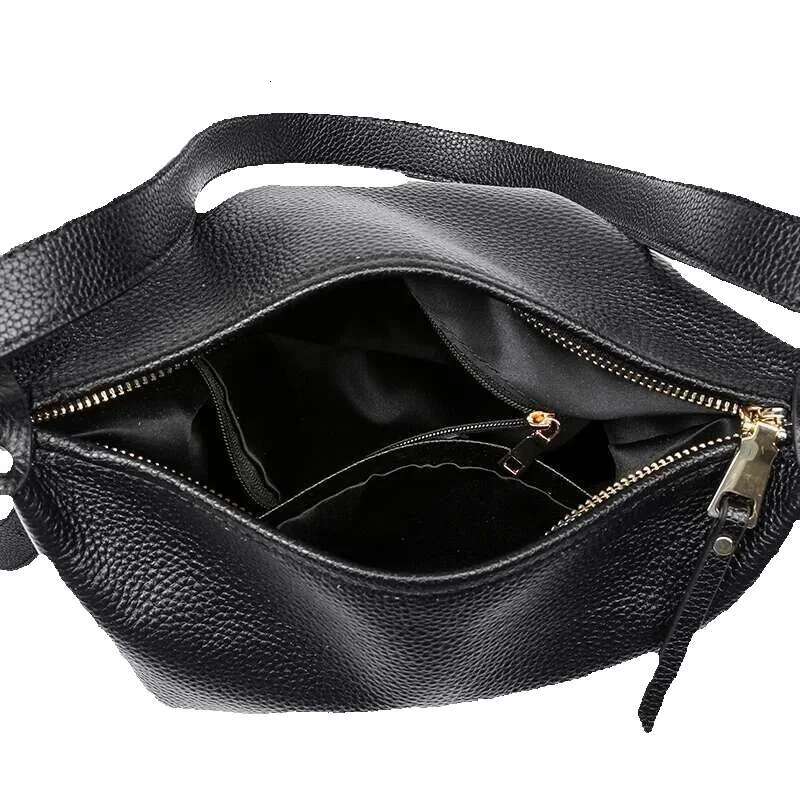 Genuine Women's Casual Handbag Simple Large Capacity Tote Cow Leather Ladies Commuting Single Shoulder Crossbody Bag