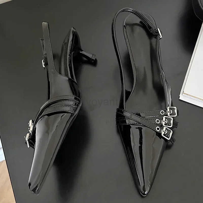 Pointed Toe Shallow Pumps Ladies H Shoes Fem Fashion Slingbacks New in Medium H Shoes For Wen Footwear Mes Z250326
