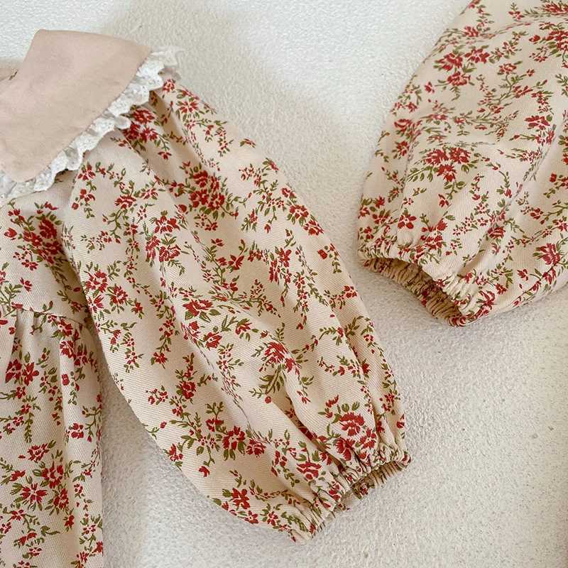 Autumn Spring Childrens Princess Dress Long Sleeve Cotton Print Girl Par Dress Baby Girls Dress sisters Dress W250326