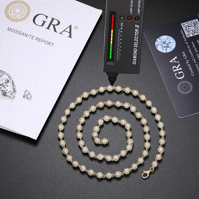 Fine Jewelry Unisex Buddhist Beads Chain Necklaces Moissanite Iced Out Chain 10mm 8mm 6mm For Men Hip Hop Jewelry