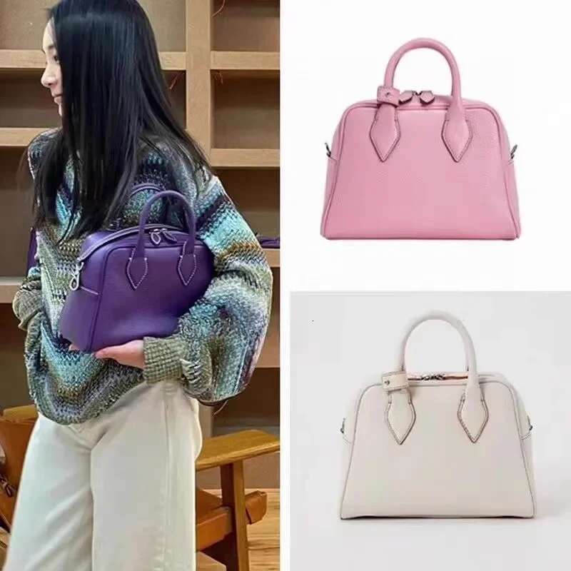 2024 Handmade High-Quality First-Layer Cowhide Underarm Shoulder Crossbody Boston Genuine Leather Women's Bag