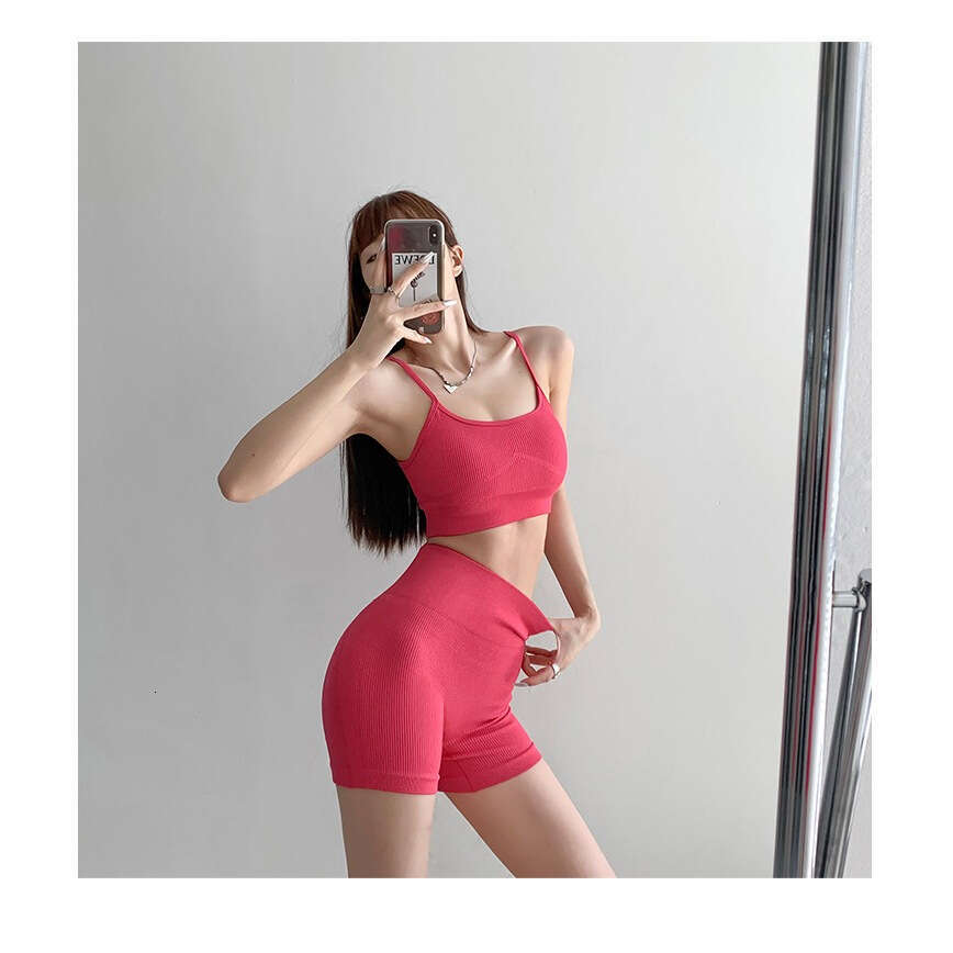 Seamless camisole vest casual sports shorts yoga fitness sexy spicy girl women's slimming suit