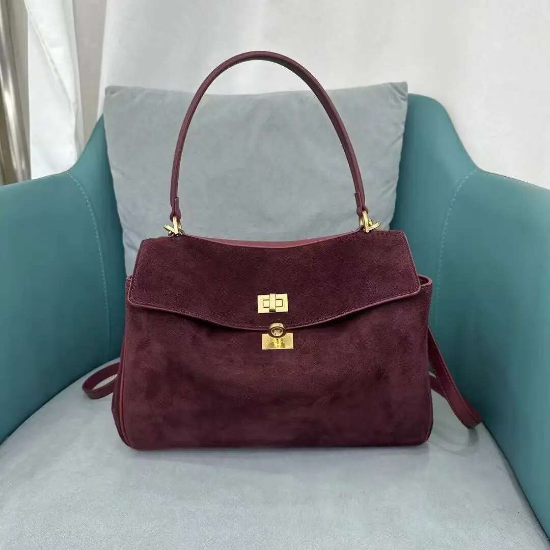 Custom Modern Design Suede Ladies Brown Frosting Genuine Handbags Real Leather Cowhide Tote Women Shoulder Bag