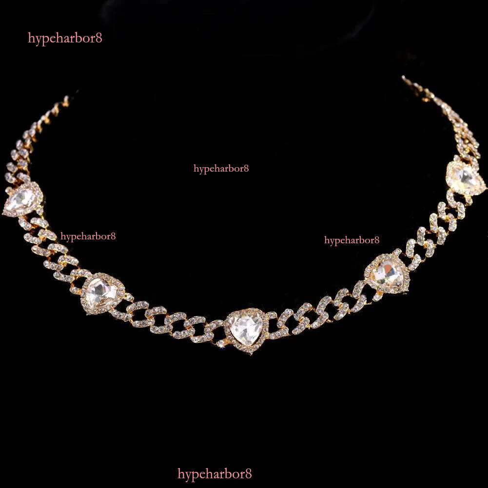 Iced Out Hip Hop Heart Cuban k Chain Womens Micro Water Dia Paving Necklace Set Fashion Jewelry High Quality 240927