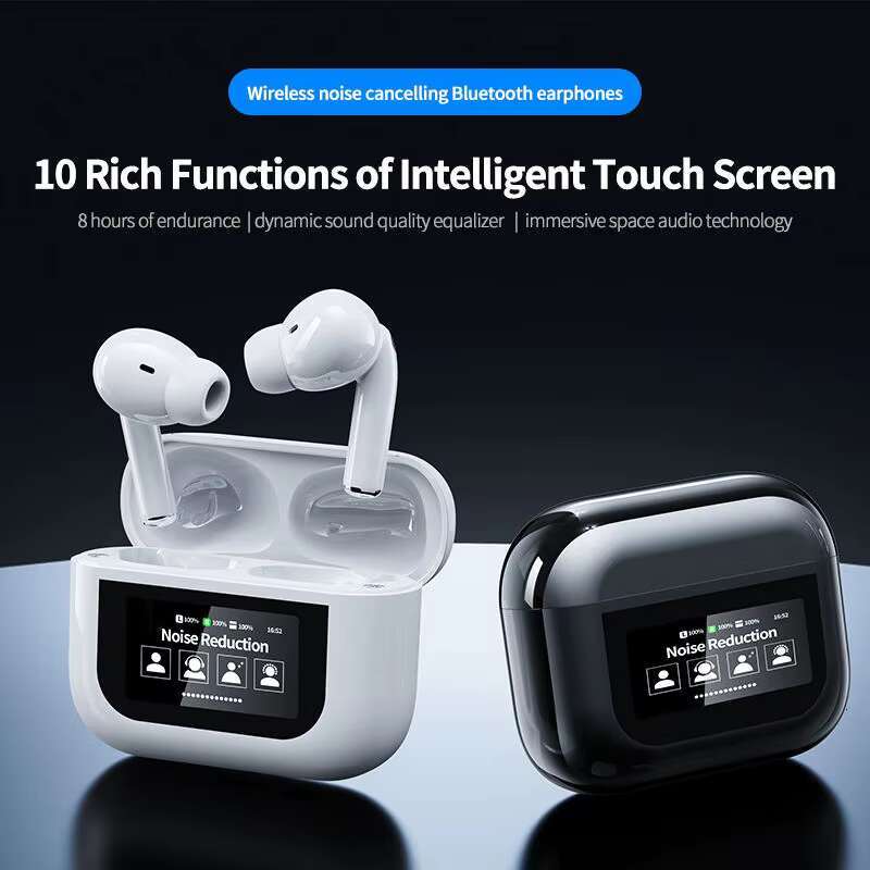 Real noise cancelg YW07 touch screen wireless with digital display earbuds