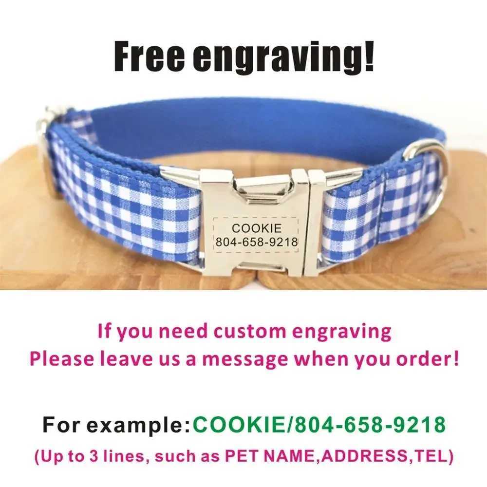 Personalized Dog Collar Customized Carving Pet Collar ID Nameplate Label Pet Accessories Blue White Pure White Dog Collar Belt X250326