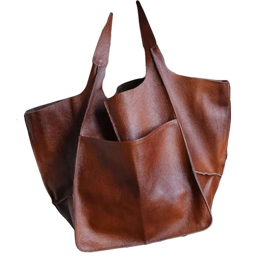 91 2023 New Simple Big Soft Leather Large Capacity One Shoulder Handheld Tote Women's Bag