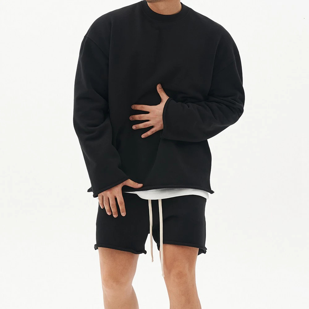 Mens summer cotton loose sportswear twopiece training hoodie zipper shorts jogging set streetwear 250326