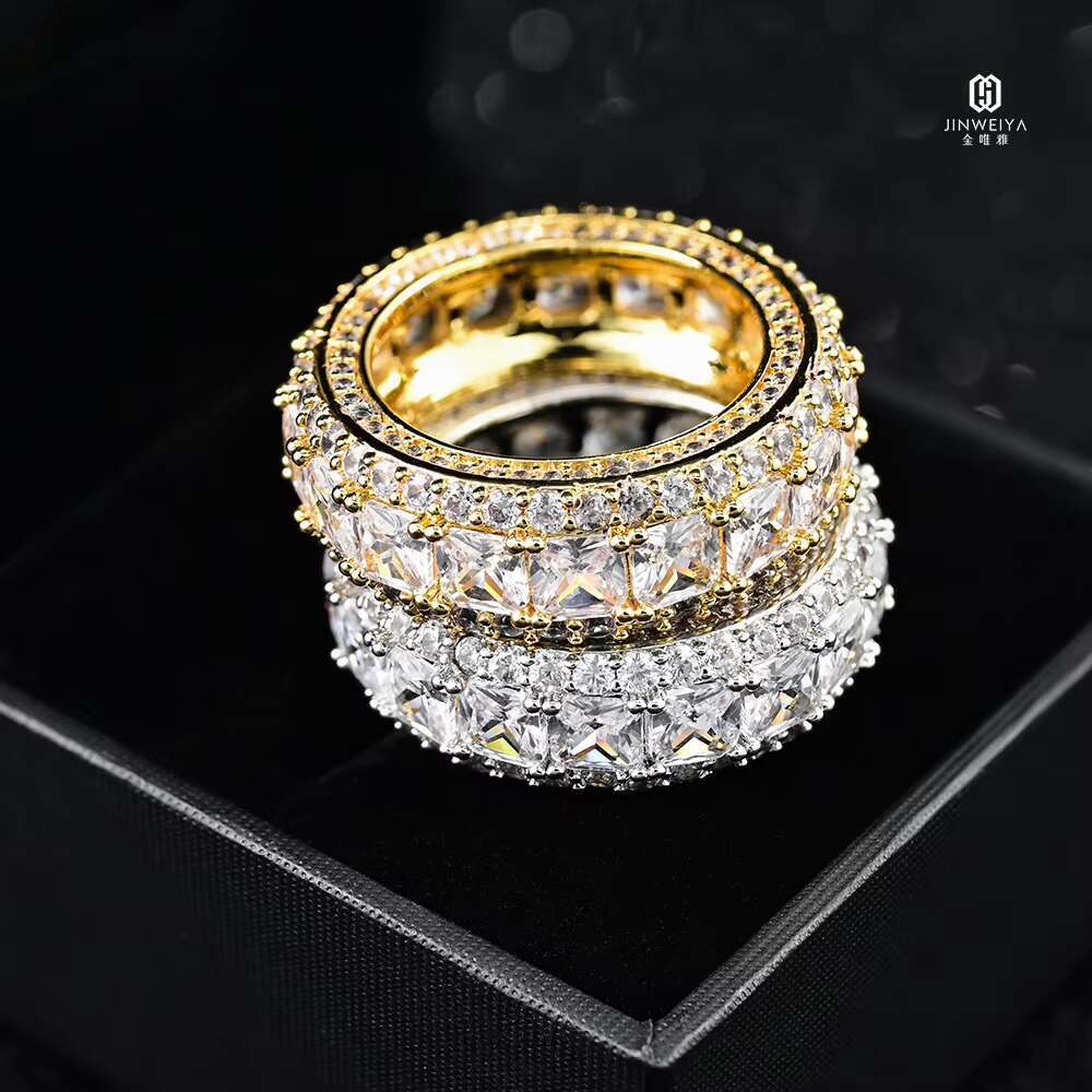 D Mosan 925 Sterling Silver VVS Diamond Wheel Ring Mens Hip Hop Eternity Cuban Fine Jewelry with Moissanite