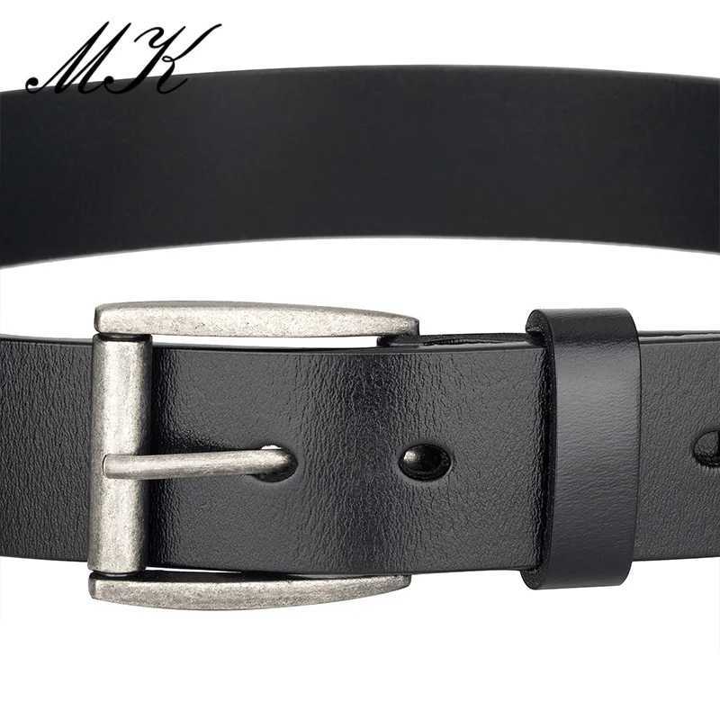 Maikun mens real leather belt mens jeans Trouser mens casual retro alloy buckle two-layer leather belt W250326