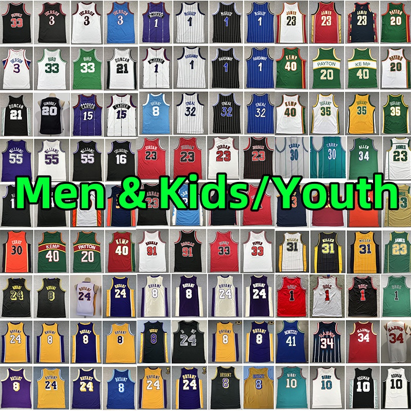 Classics Retro Basketball Jerseys Allen Iverson Michael Dennis Rodman Bryant Vince Carter Kevin Garnett Larry Bird Scottie Pippen Shawn Kemp Stitched Jersey