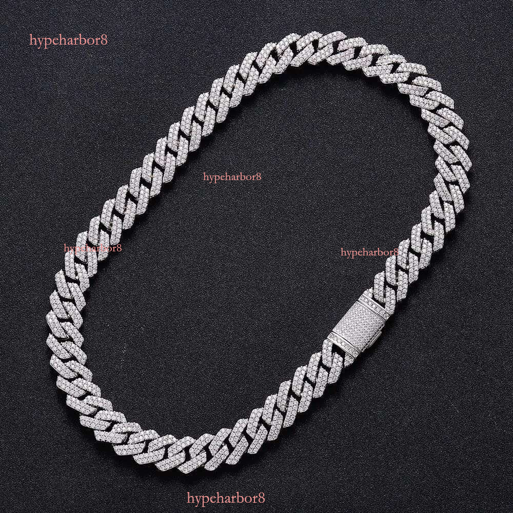 miami cuban k men 14MM wide 2 row dia prong iced out chain necklaces rapper hip hop jewelry designer necklace woman gift for girl
