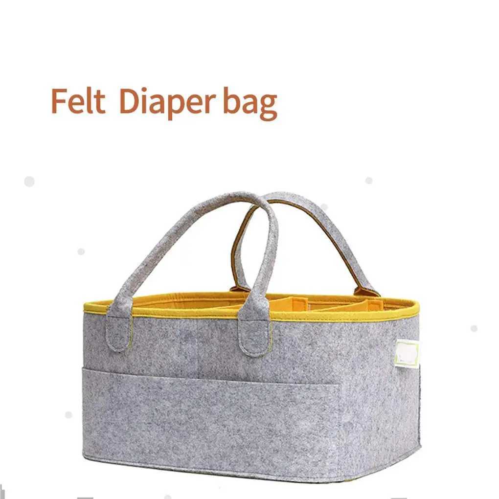 Felt Cloth Diaper Bag Baby Organizer Zipper Nursery Storage Changeable Makeup Clothes Multifunction Large CapacityC250326