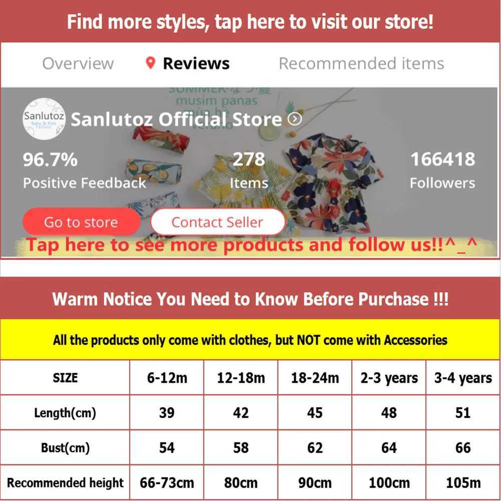 Sanlutoz short sleeved summer baby dress with cute patterns casual childrens clothing made of cotton W250326