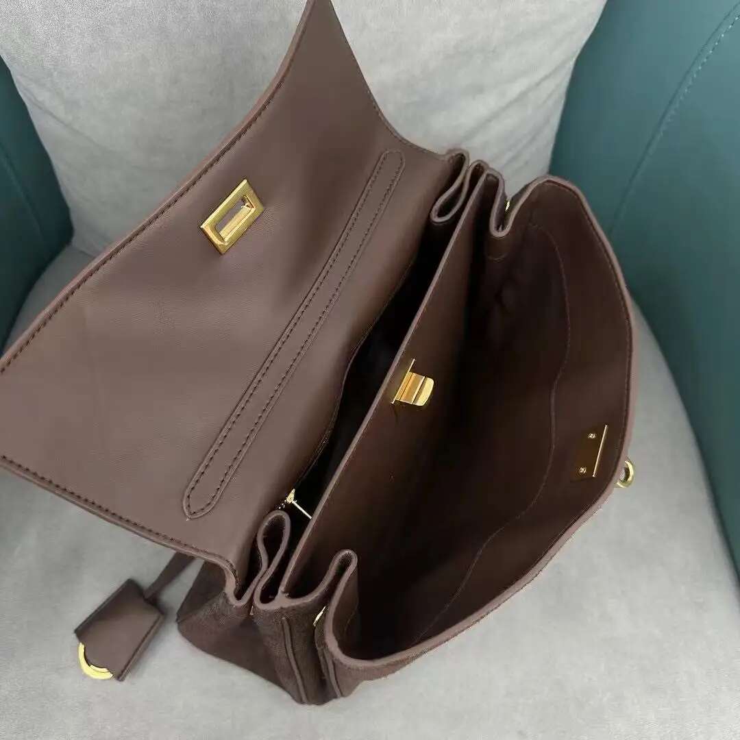 Custom Modern Design Suede Ladies Brown Frosting Genuine Handbags Real Leather Cowhide Tote Women Shoulder Bag