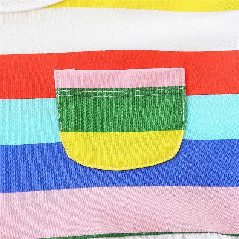 2-7T New Arrival Girls Dresses Summer Girls For Dress Striped Pockets Kids School Children Clothing Toddler Dresses W250326