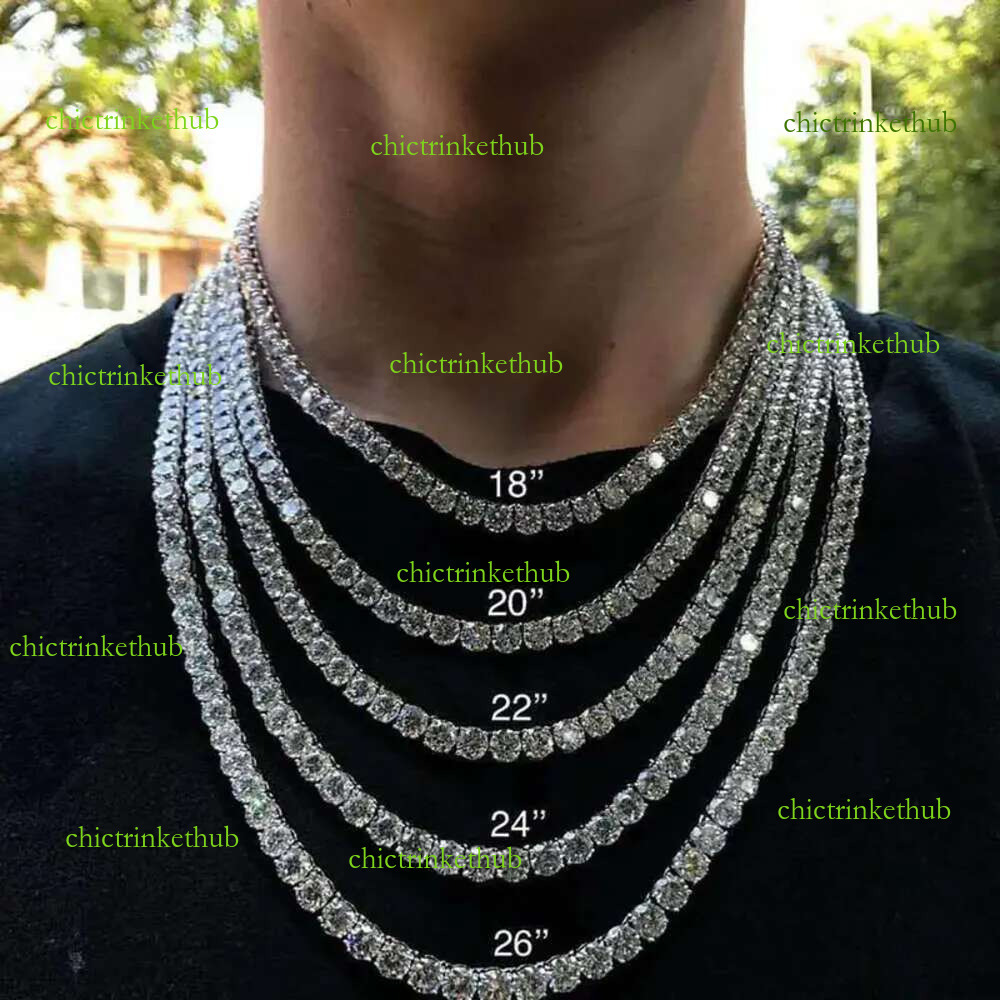 Necklace 3mm 4mm 5mm 6.5mm Mossanite Jewelry Sterg Sier D VVS1 Dia Necklaces Moissanite Tennis Chain Bracelets for women Men