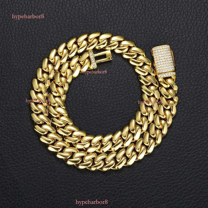 12mm-20mm Hip Hop Heavy Large Miami Cuban k Chain Mens Necklace Real Gold Plated topBg 5A Zircon Clasp Men Jewelry