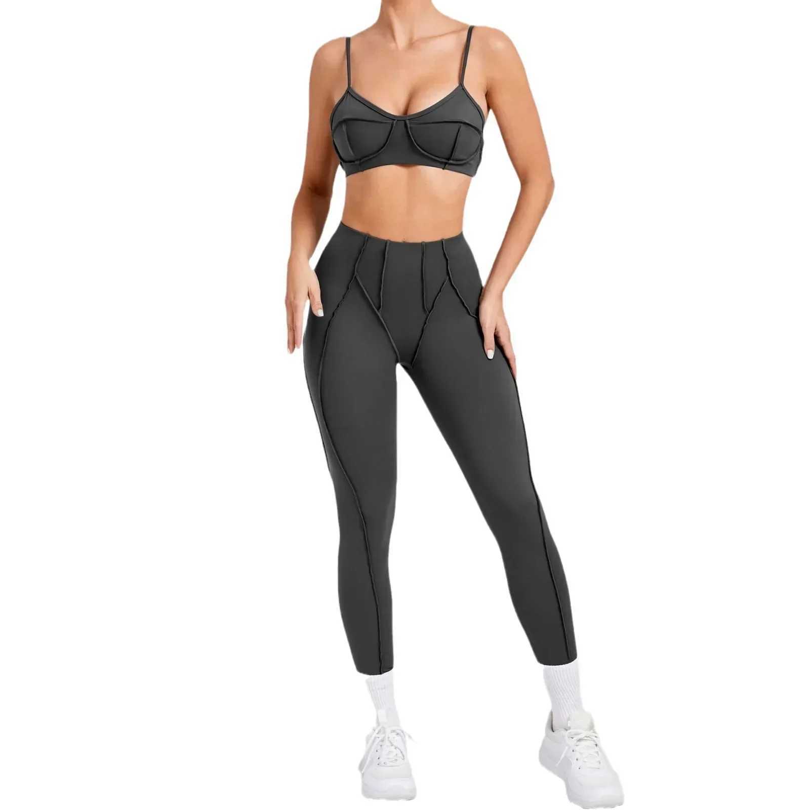 Seamless yoga set exercise and fitness high waist and hip lifting shaping backless and strapless fitness set W250326