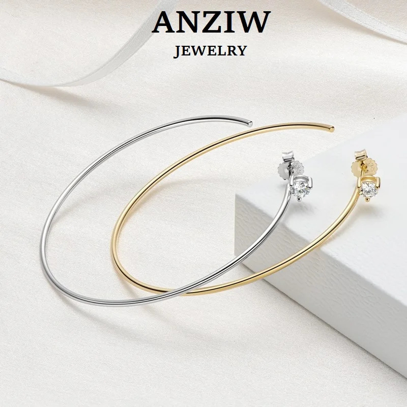 Anziw Korean 4.0mm Large Big Hoop Earrings Silver 925 for Women Simple Open Circle Piercing Ear Jewelry Party Gift 250318