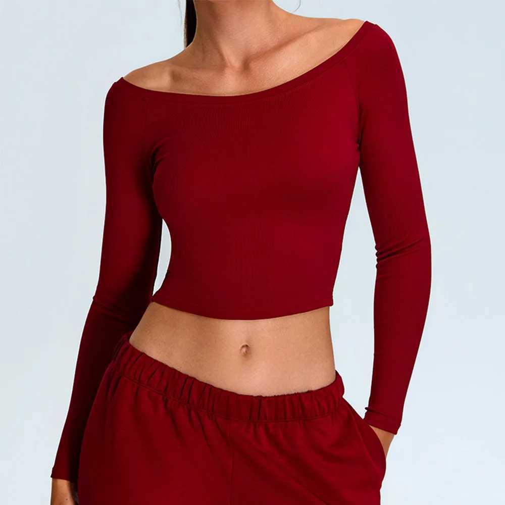 Home>Products>Strapless Long Sleeve Yoga T-shirt>Womens Solid Sports Shirt W250326
