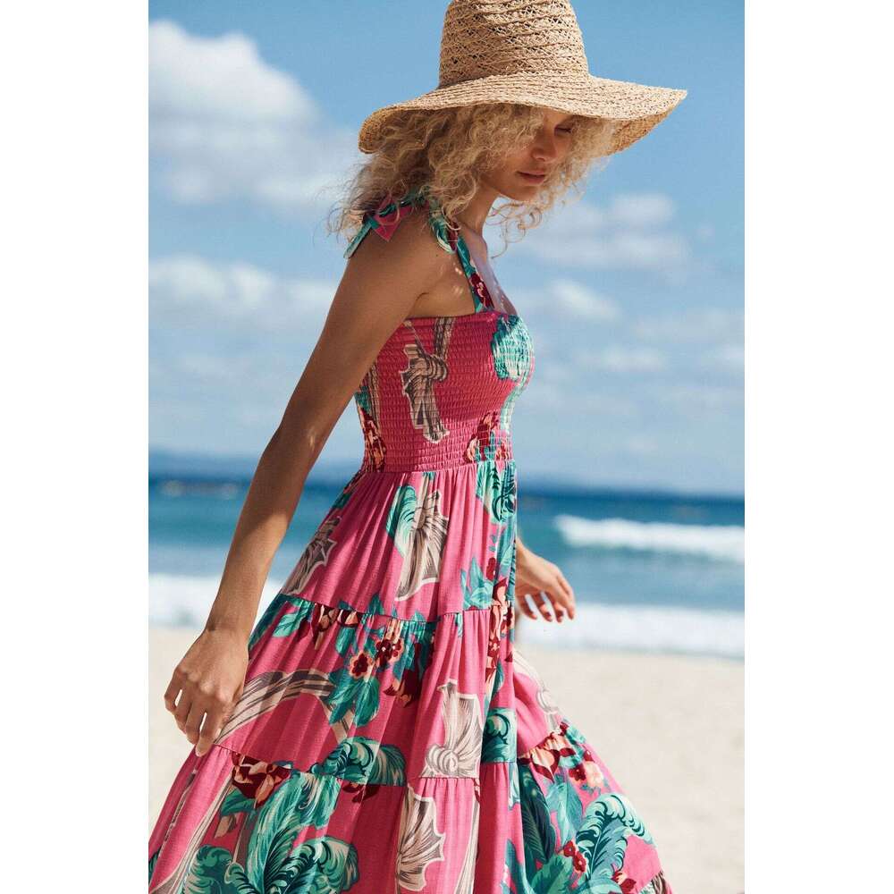 Womens white dress Vestidos De Noche casual dresses for women Dress 2025 Summer Womens New Commuter Sleeveless Hot Girl Printed Long Strap Dress Women