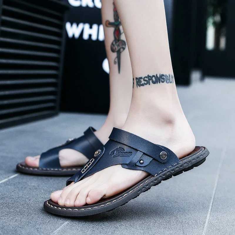 DUDELI hot selling mens sandals genuine leather mens summer shoes casual slippers flip cover mens comfortable shoes soft sandalsXJ250326