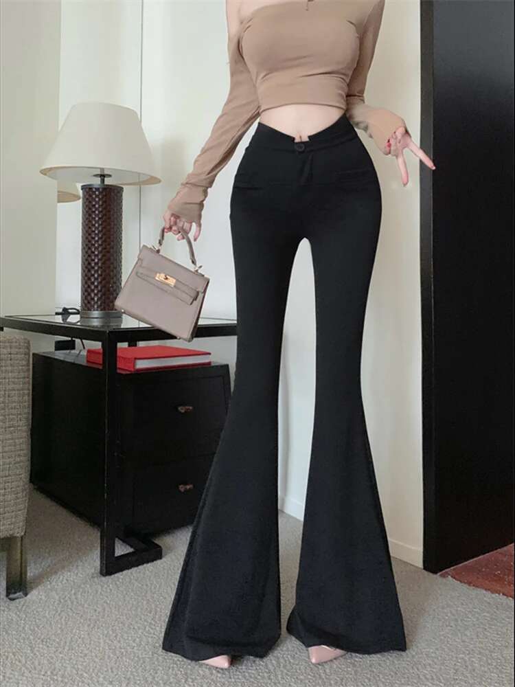 Women Pants High Waist Spring Summer New Slim Solid Flare Long Trouser Sexy Streetwear Fashion Ladies Elegant Chic Casual