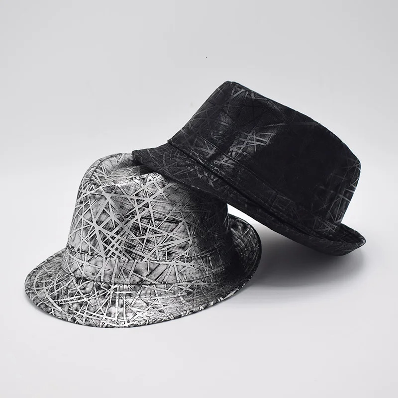 LongBaili Spring Leather Fedora Hat Trilby Jazz Hat Mens Fedora Hat 250325
