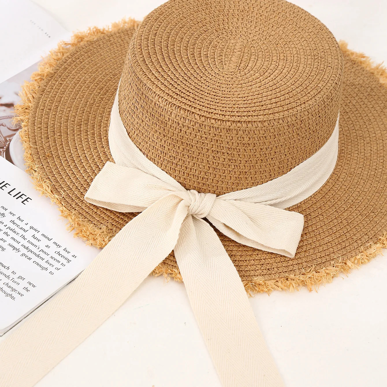 Summer Sun Protection Straw Hat Parent-Child Mother Daughter Outdoor Wide Brim Lace Woven Beach Sun Hat for Adult and Baby 250326