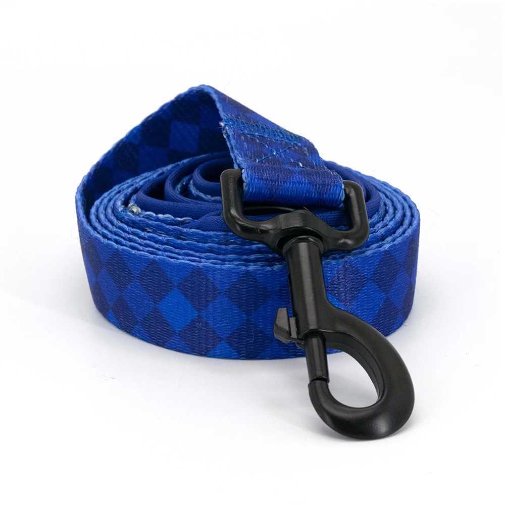 Adjustable pet dog collar durable soft cute creative deep blue diamond belt chloroprene rubber safety belt poop bag dispenser X250326