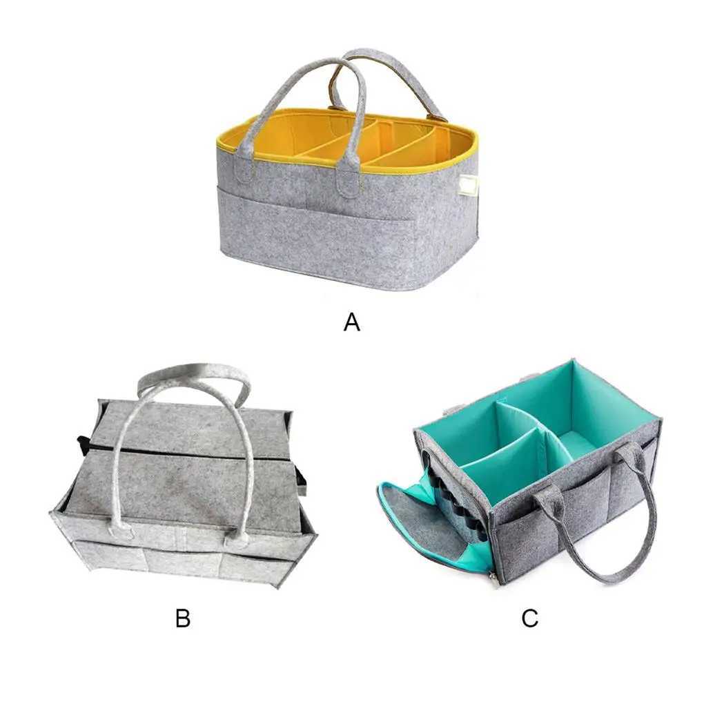 Felt Cloth Diaper Bag Baby Organizer Zipper Nursery Storage Changeable Makeup Clothes Multifunction Large CapacityC250326