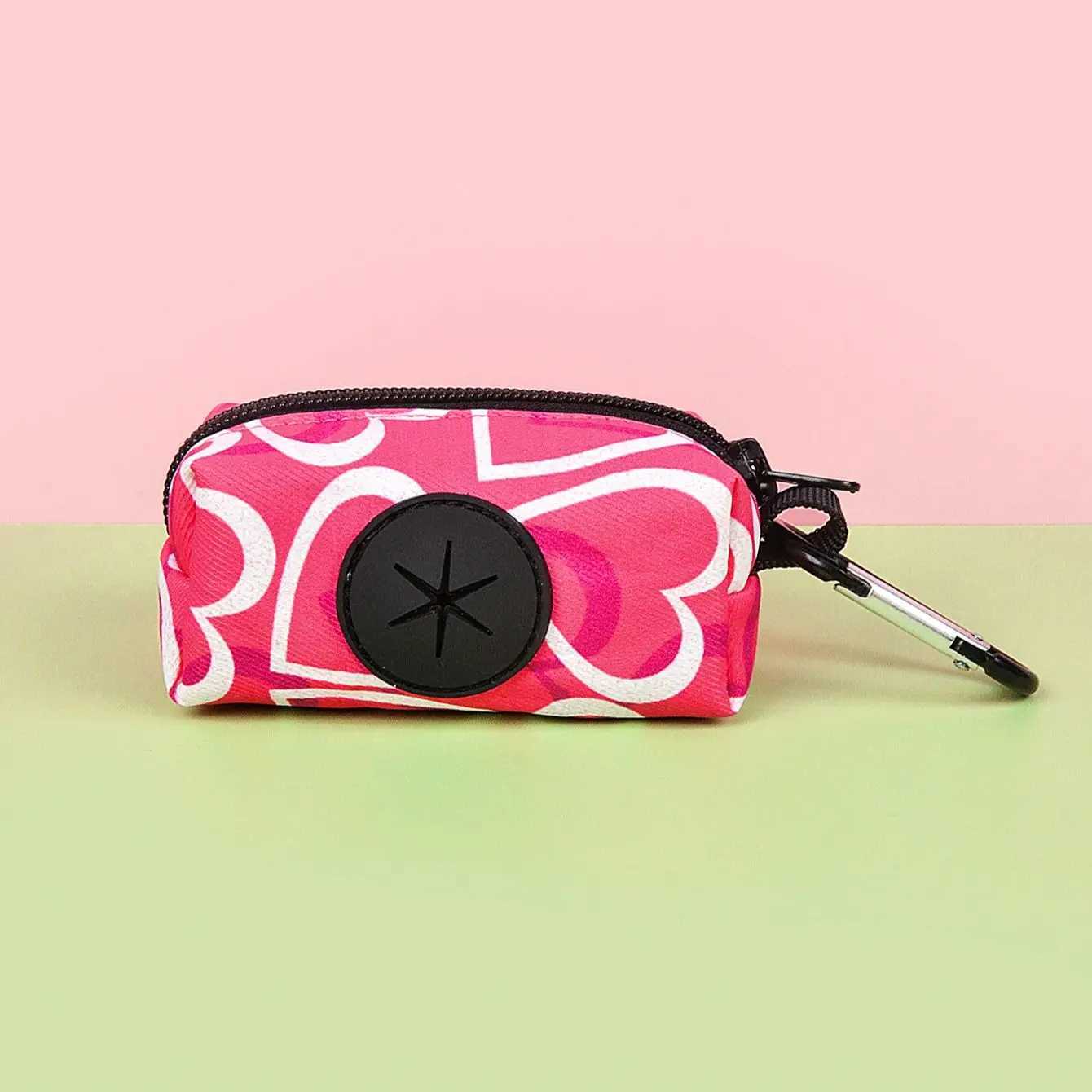 3 pieces/set Love Heart Print high-quality adjustable rose red colored pet dog harness and belt poop bag holder set X250326