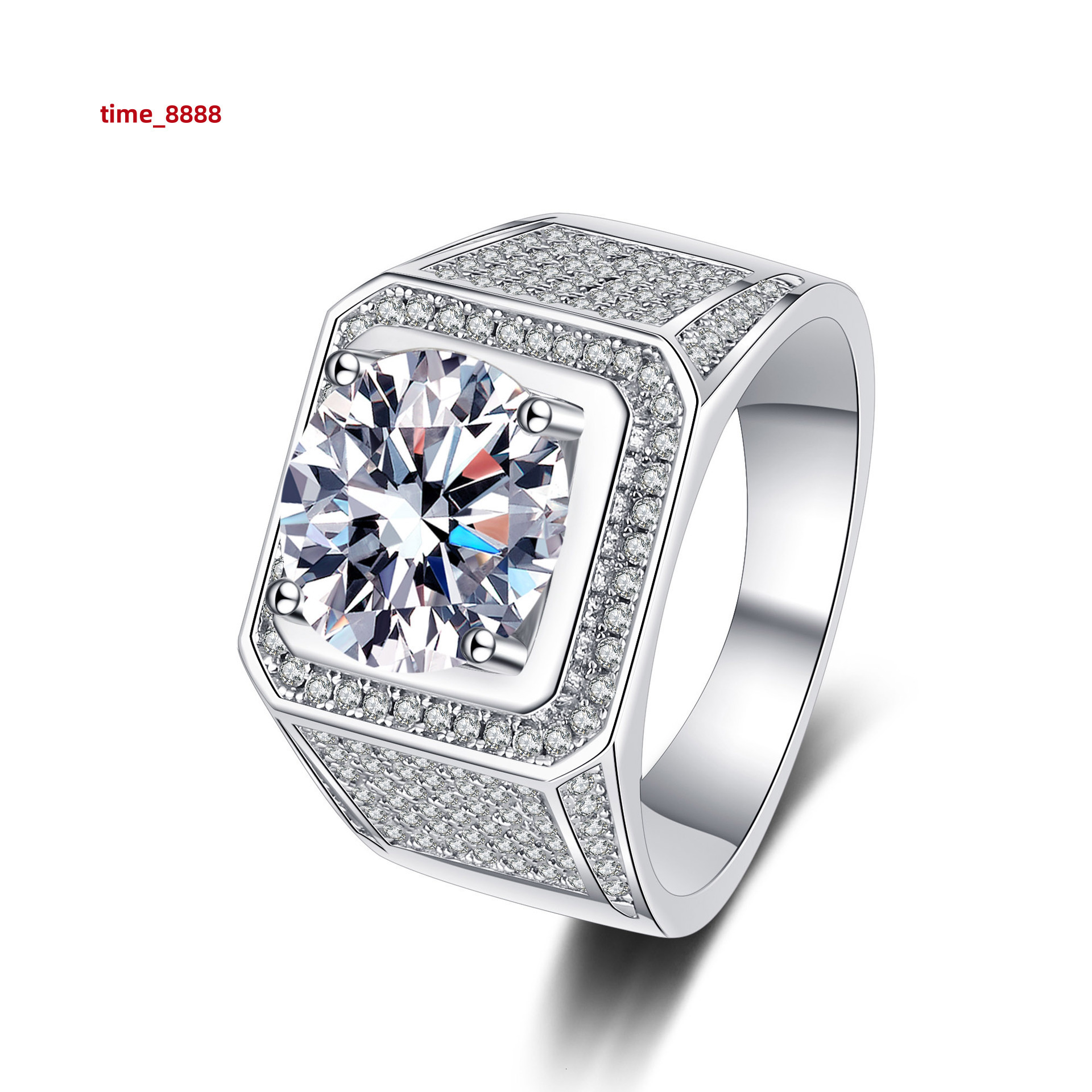 S925 Sterling Silver Hip Hop Iced out Luxury 5ct Moissanite Engagement Ring Fine Jewelry for Men and Women Low MOQ