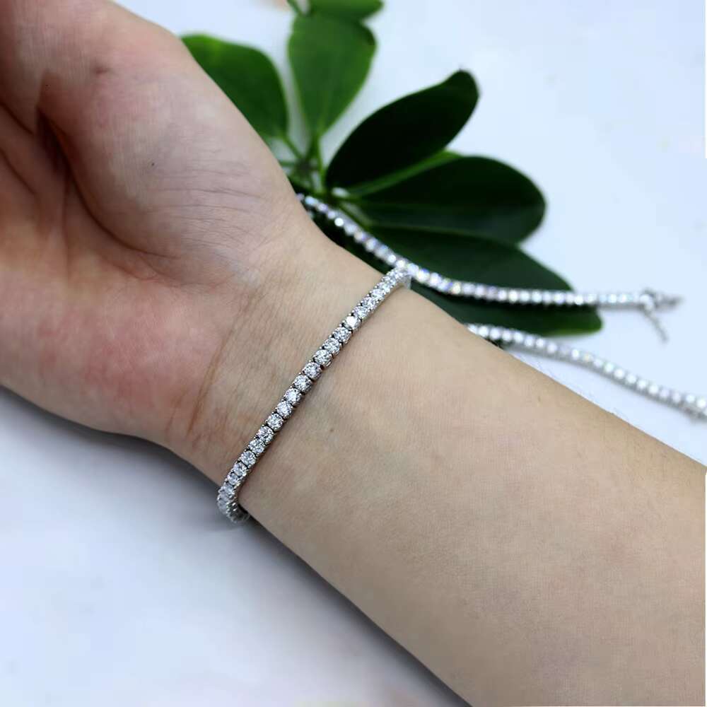 Fine Jewelry Iced Out Moissanite Tennis Bracelet D VVS Moissanite Diamond Link Chain 925 Sterling Silver Bracelet for Men Women