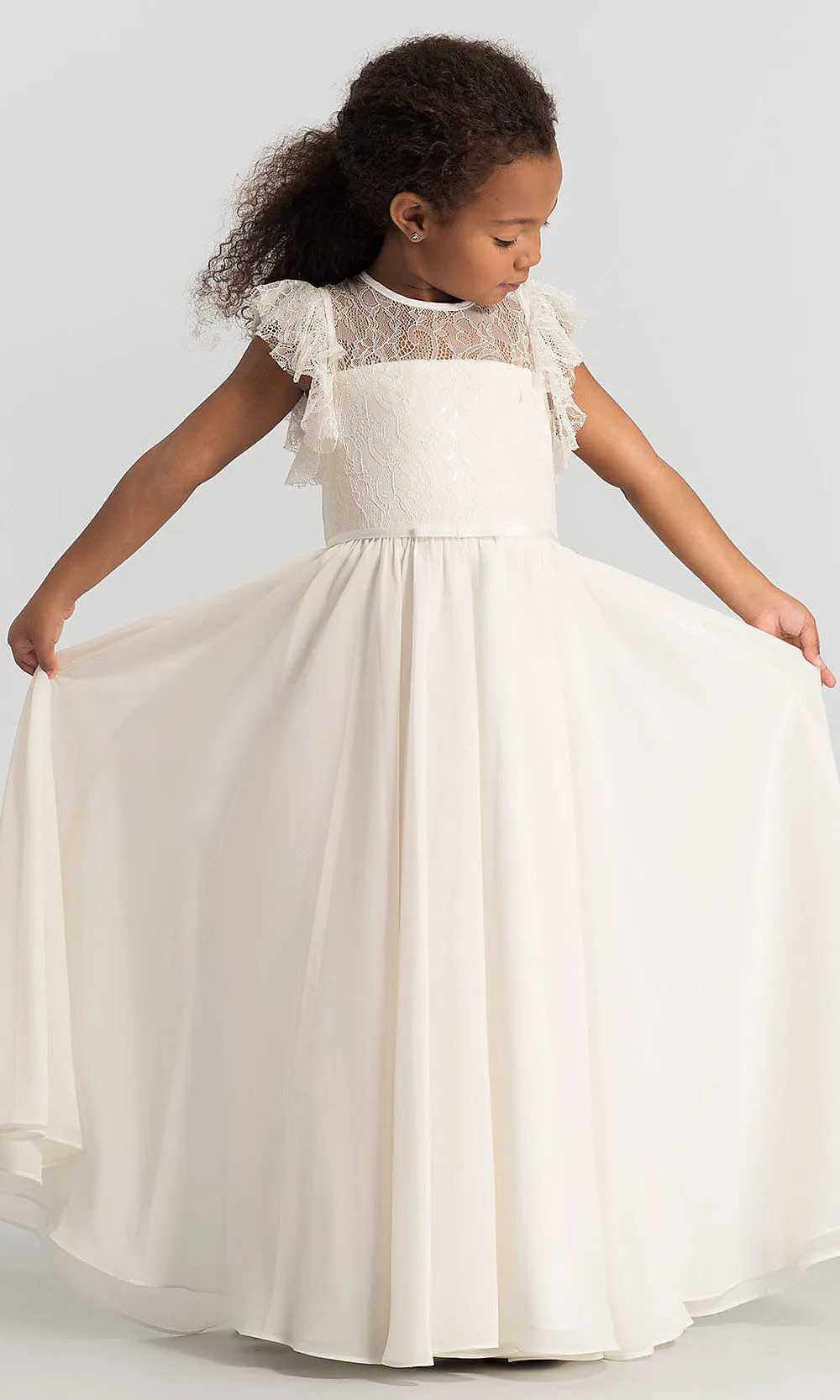 Hetiso Chiffon Flower Girl Dress Hollow Lace Childrens Wedding Performance Par Pageant Dress Teen Bridal Dress 4-13 Years Old W250326