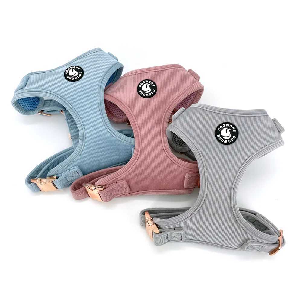 Collar adjustable non pull dog vest seat belt soft mesh pad blue Corduroy pet dog strap Collar poop bag dispenser X250326
