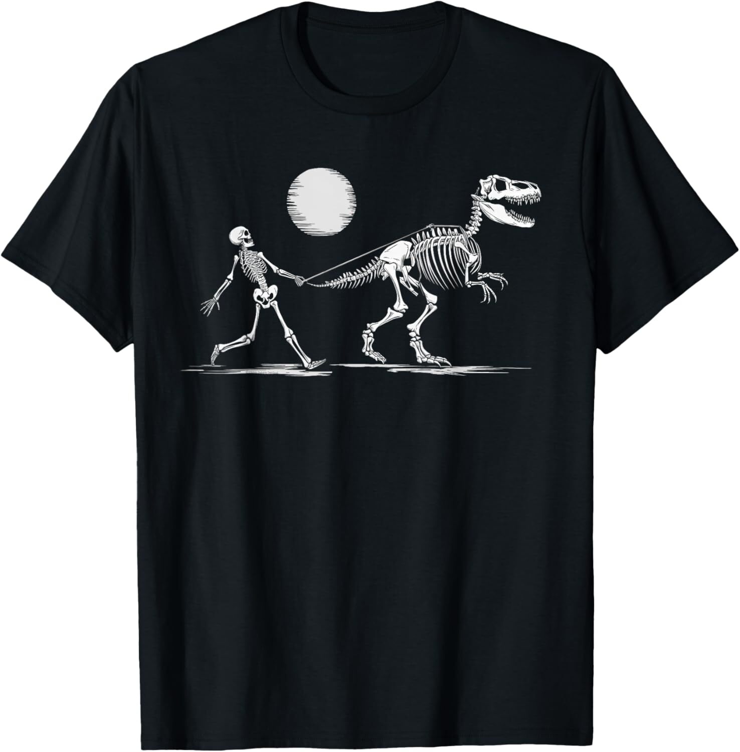 T shirt for Mens Funny Skeleton T-Rex Boys Girls Skeleton Walking a Dinosaur Graphic Tee Casual Tops Clothes Short sleeve