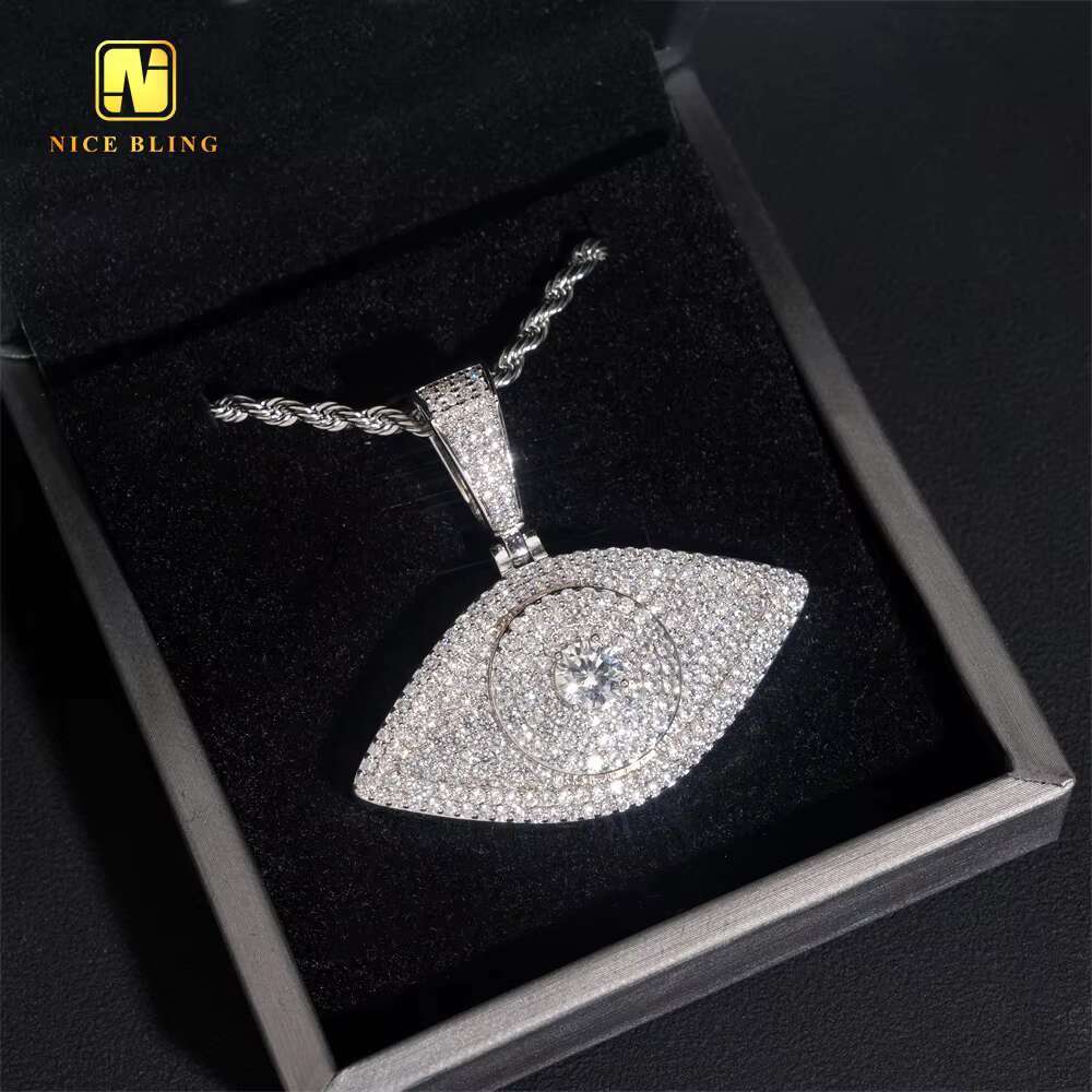 Iced Out Pendant VVS Moissanite Diamond 925 Sterling Silver Custom Hip Hop Moissanite Jewelry Pendant Necklace