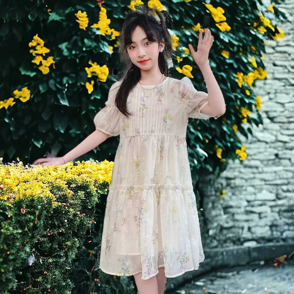 Summer clothing for babies children floral dresses for girls princess dresses floral short sleeved children Lolita clothing for children aged 6 8 10 1