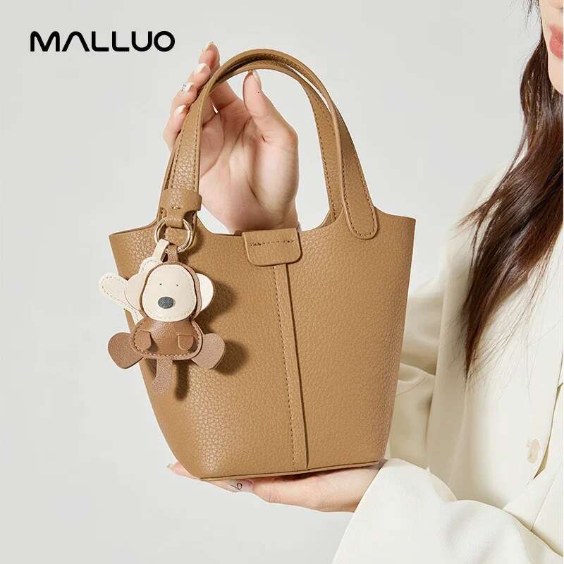 Women's Cowhide Genuine Leather Small Shoulder Bag Designer Handbags Ladies Bucket Tote Crossbody Mini Bags For Female