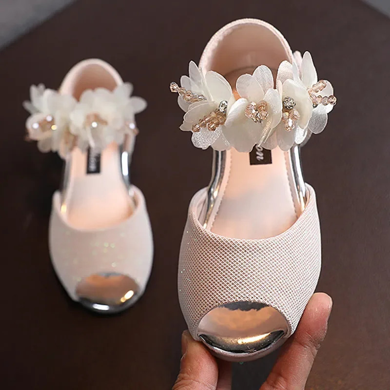 Girls Rhinestone Flower Shoes Low Heel Flower Wedding Party Dress Pump Shoes Princess Shoes For Kids Toddler 250326