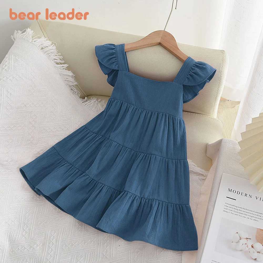Bear Leader Girl Dress 2023 Summer New Casual Girl Sleeveless Ruffle Princess Dress Cute Solid Color Fashion Dress W250326