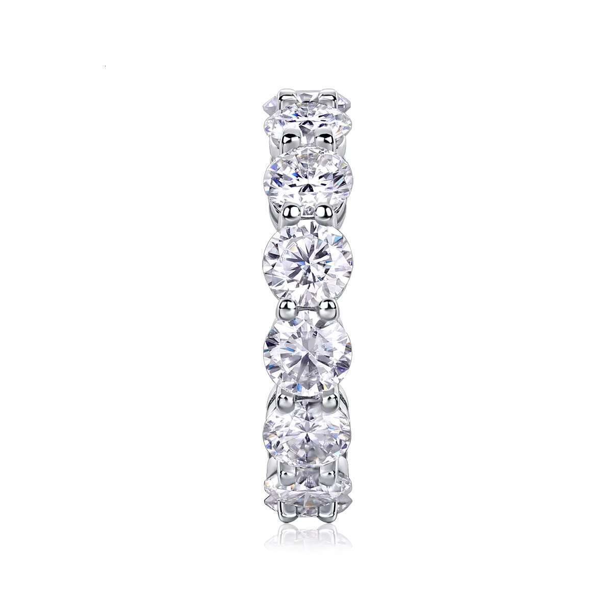 18K White Gold Plated Fine Jewelry Promise Eternity Ring 925 Sterling Sliver Full Diamond D/VVS Moissanite Single Row Rings