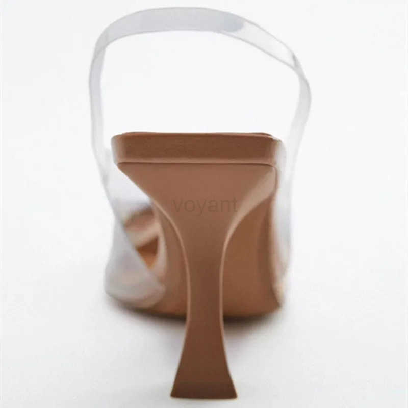 Wen Pumps Summer Fashion Rhinestone Transparent High H Sexy Mler Heeled Luxury Brand Fem Elegant Sandals Z250326